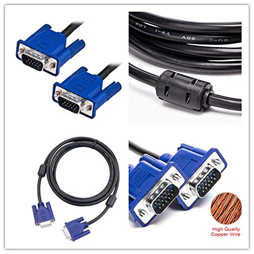 AISIBO HD15 15Pin Gold Plated DB15 VGA Male to Male Monitor Cable to TV Computer Monitor DVD Wire Cord (5 Ft Blue Connector) - Image 5
