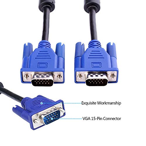 AISIBO HD15 15Pin Gold Plated DB15 VGA Male to Male Monitor Cable to TV Computer Monitor DVD Wire Cord (5 Ft Blue Connector) - Image 3