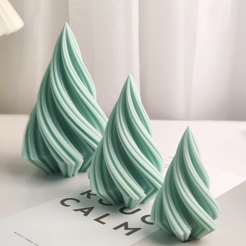 FirstTry Spiral Cone Shape Column Candle Mold I 3D Geometric Thread Pillar Tree Silicone Epoxy Mould I for DIY Handmade Ornament Chocolate Cake Dcor Aromatherapy Soap Resin Art Craft 3 Pcs - Image 1