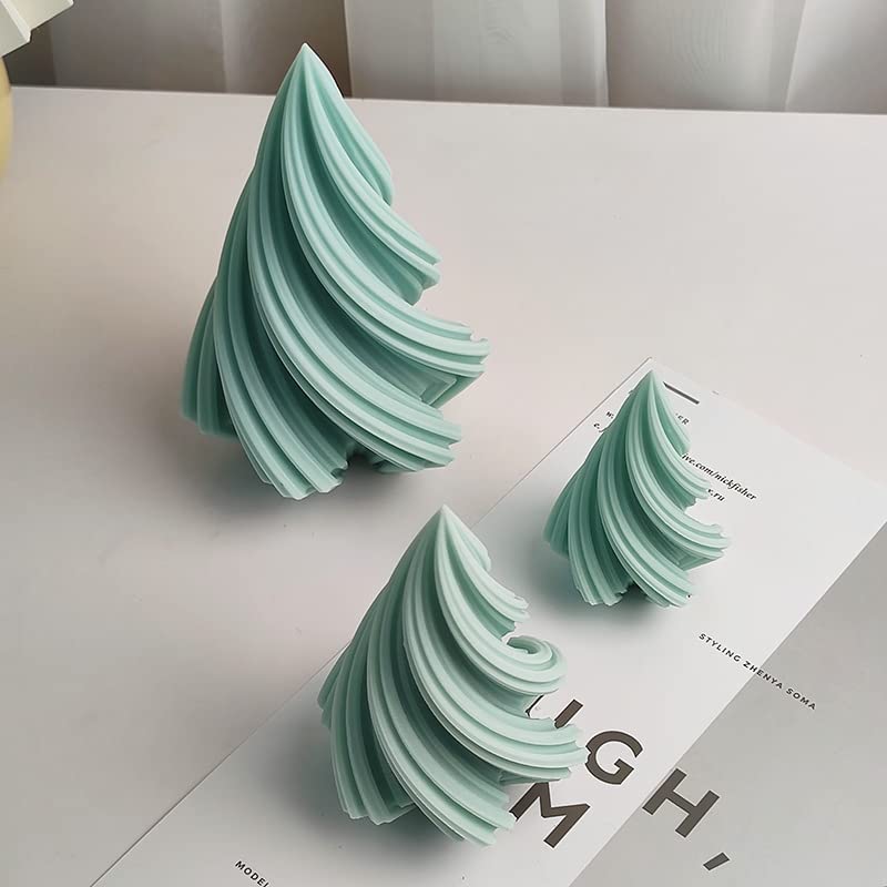 FirstTry Spiral Cone Shape Column Candle Mold I 3D Geometric Thread Pillar Tree Silicone Epoxy Mould I for DIY Handmade Ornament Chocolate Cake Dcor Aromatherapy Soap Resin Art Craft 3 Pcs - Image 3