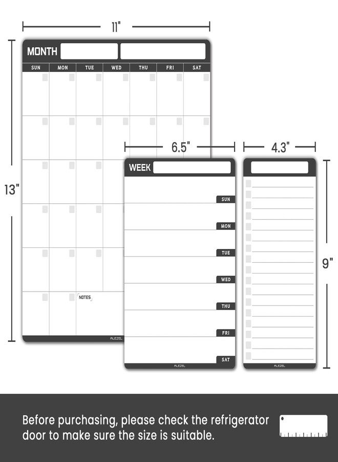 ALEZEL Magnetic Dry Erase Calendar for Refrigerator, Vertical Calendar Whiteboard for Fridge, Includes Magnetic Monthly Calendar & Weekly Dry Erase Board, List Board, 4 Markers + Eraser - Image 3