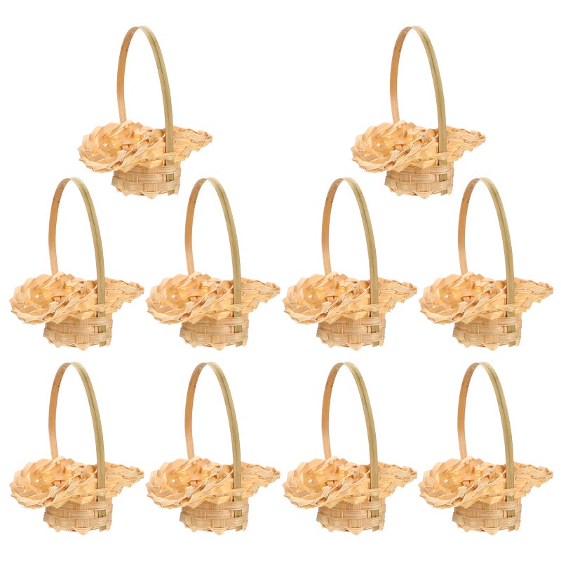 10pcs Woven Flower Baskets Multi-purpose Storage Baskets Hand-held Flower Baskets - Image 1
