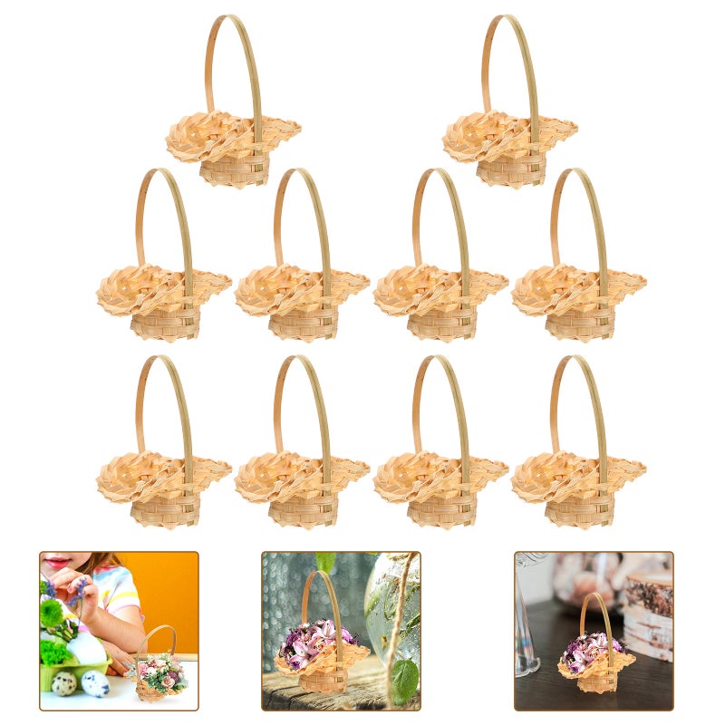 10pcs Woven Flower Baskets Multi-purpose Storage Baskets Hand-held Flower Baskets - Image 3