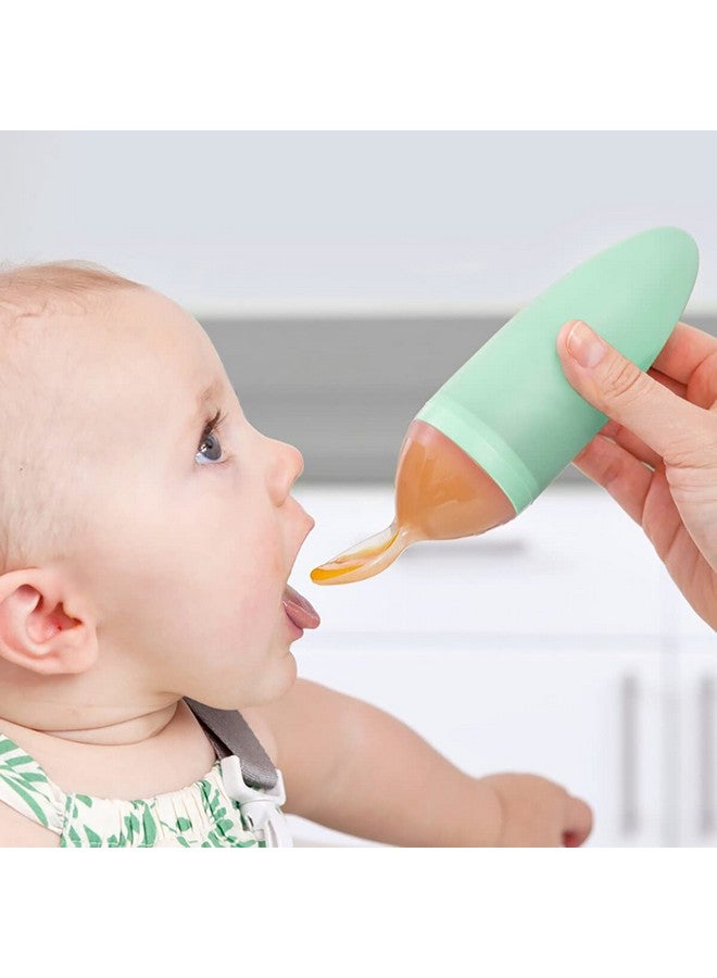 Boon Squirt Silicone Baby Food Dispensing Spoon - Mess-Free, One-Handed Feeding - Soft & Safe Baby Spoon - BPA-Free, Dishwasher Safe, Ideal for New Born Led Weaning, Mint - Image 3