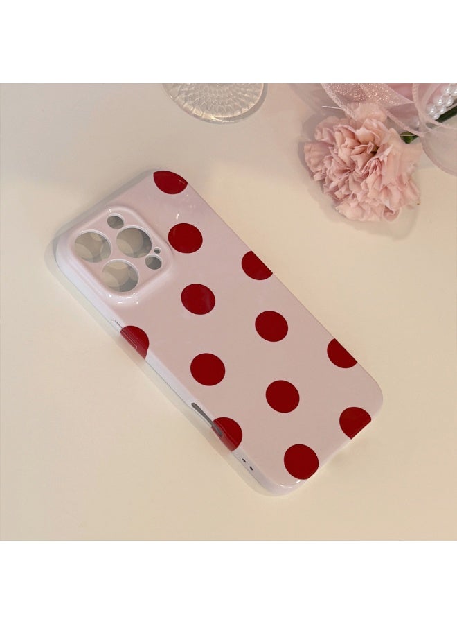NIBEMINENT Minimalist Understated Polka Dot Design Protective TPU Case Cover For iPhone 15 Pro, Cherry Pink