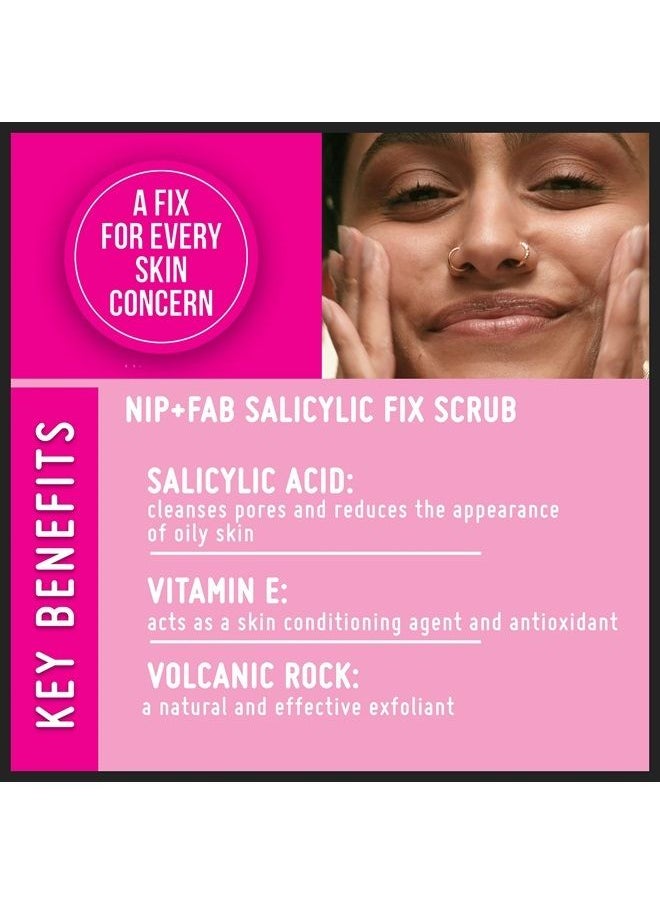 NIP+FAB Nip + Fab Salicylic Acid Fix Scrub for Face with Vitamin E & Volcanic Rock Exfoliating Facial Cleanser Exfoliant for Pores and Oil Control, 2.5 Fl Oz  - Image 1