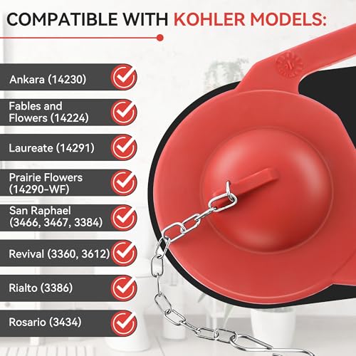 Saillong 2PCs Toilet Flapper Replacement Compatible with Kohler Parts 84995 and 1000490, 2 Inch Rubber Toilet Flapper Replacement with Stainless Chain, Water Conserving - Image 3