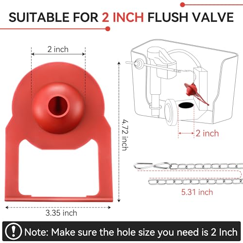 Saillong 2PCs Toilet Flapper Replacement Compatible with Kohler Parts 84995 and 1000490, 2 Inch Rubber Toilet Flapper Replacement with Stainless Chain, Water Conserving - Image 2