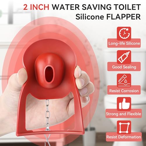 Saillong 2PCs Toilet Flapper Replacement Compatible with Kohler Parts 84995 and 1000490, 2 Inch Rubber Toilet Flapper Replacement with Stainless Chain, Water Conserving - Image 4