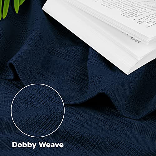 Utopia Bedding Navy 100% Cotton Blanket [King Size - 90x108 Inch] 350GSM Lightweight, Soft and Breathable Thermal Blanket for All Seasons - Image 4