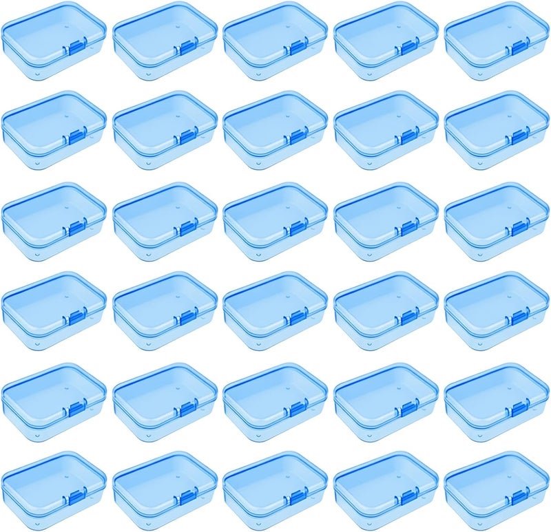 Goodma 30 Pieces Mini Rectangular Plastic Boxes Empty Storage Organizer Containers with Hinged Lids for Small Items and Other Craft Projects (Blue, 2.6 x 1.8 x 0.8 inch) - Image 1