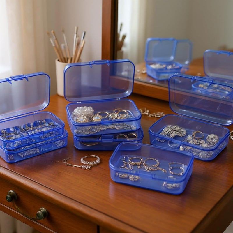Goodma 30 Pieces Mini Rectangular Plastic Boxes Empty Storage Organizer Containers with Hinged Lids for Small Items and Other Craft Projects (Blue, 2.6 x 1.8 x 0.8 inch) - Image 3