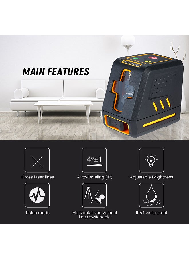 Generic - Laser Level Professional Horizontal and Vertical Cross Line Self Leveler Auto-Leveling Spirit Level Self-Leveling Selectable Laser Lines Adjustable Brightness Red Beam T07 - Image 1