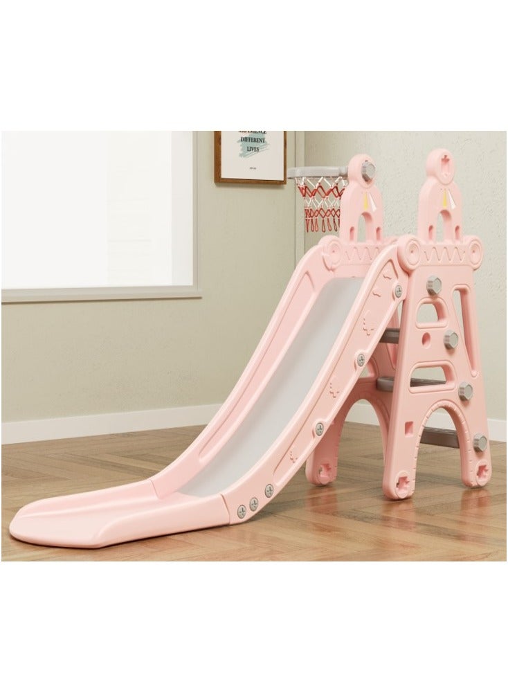 فول جوي زحليقه اطفال صفيرة 2 في 1 شريحة مع طوق كرة السلة، زحليقه للأطفال الصغار الأولاد والبنات المتسلقين، ألعاب داخلية وخارجية - Image 1