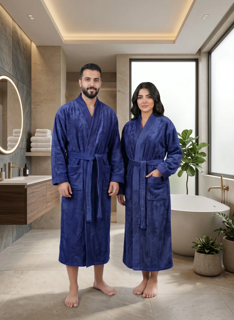 Donetella 1-Pcs Unisex  Bathrobe  L Size - Kimono Collar, Highly Absorbent, Quick Dry, Soft Spa Robe with Belt & Pockets - Microfiber 330 GSM, Everyday Use