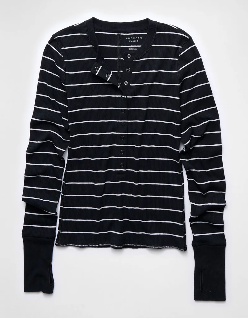 American Eagle  AE Long Sleeve Henley T-Shirt for Men | Best Price UAE