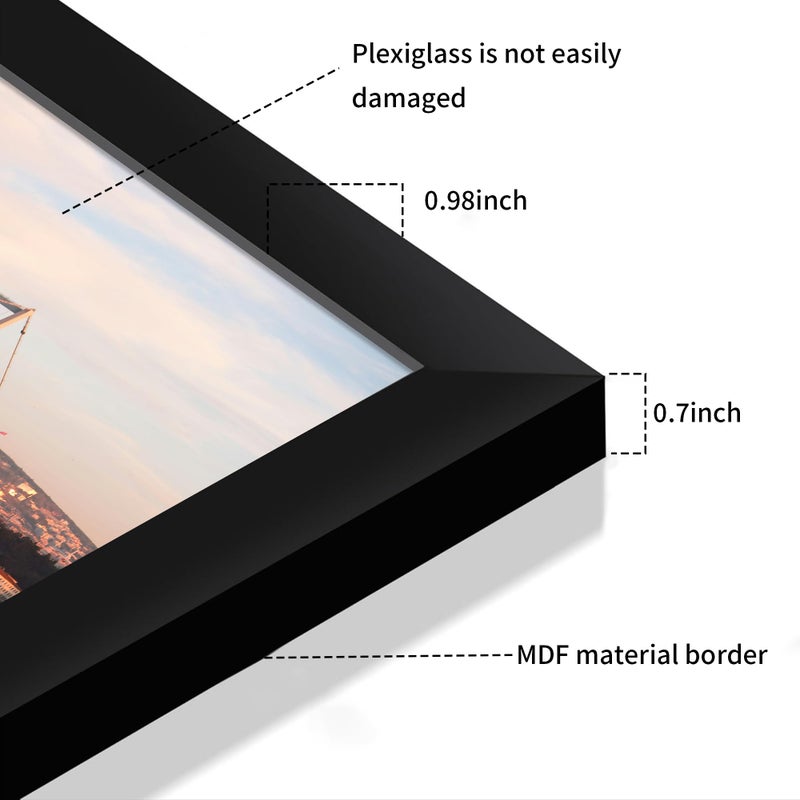 YESKAY 16x24 Picture Frame Black Set of 3, Display Pictures 12x18 with Mat or 16 x 24 Without Mat, Poster Frames 16x24 Poster Frames for Wall Hanging Horizontal and Vertical - Image 5