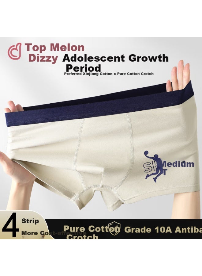 Top melon Dingguagua Developmental Period Teenage Boys' Underwear, Cotton Loose-fitting Boxer Briefs For Middle And High School Students, Wide-leg Shorts - Image 1