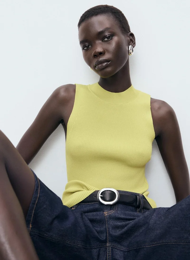 MANGO Ribbed Knit Top