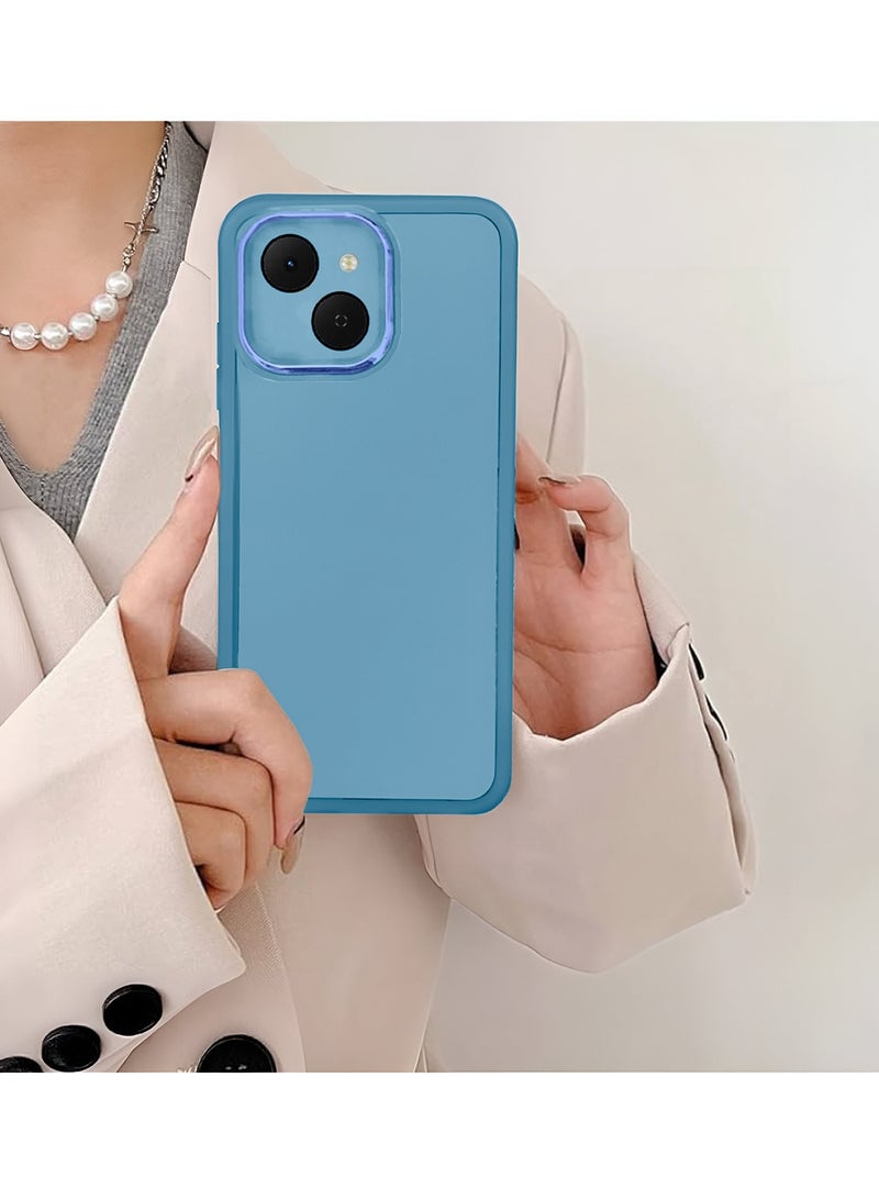 Wtech Tecno Spark 40C 4G 2025 Soft Transparent Camera Lens Protection TPU Silicone Ultra Thin Phone Stylish Electroplated Camera Border Back Case Cover - Blue - Image 4