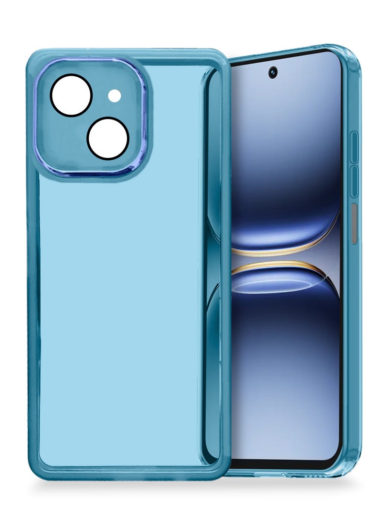 Wtech Tecno Spark 40C 4G 2025 Soft Transparent Camera Lens Protection TPU Silicone Ultra Thin Phone Stylish Electroplated Camera Border Back Case Cover - Blue - Image 1
