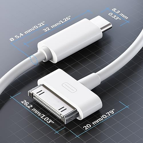 KabelDirekt 30-Pin to USB C Adapter Cable for iPhone 4S/4/3G/3/1, iPad 3/2/1, iPod 3 – 3ft – Male to Male, White (Next-Generation Data/Charging Cable from USB-C to Dock Connector) - Image 5