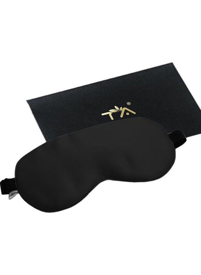 Ta Silk Eye Mask Sleep Earplugs, Light-blocking, Soundproof, Adjustable, Breathable, For Men And Women, Students, Universal For Sleeping, Mulberry Silk, For Business Trips And Naps (deep Black + C Fortable Earplugs) - Image 1