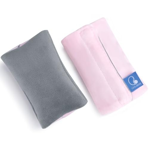 COOLBEBE Car Seat Straps Shoulder Pads for Baby Kids Super Soft Seat Belt Covers for All Car SeatsPushchairStrollerHigh Chair GreyPink - Image 1