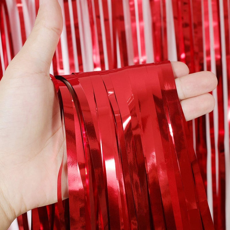 Flyloons Red Foil Curtain Pack of 2 for Birthday, Anniversaries, Graduation, Retirement, Baby Shower Decoration - Image 3
