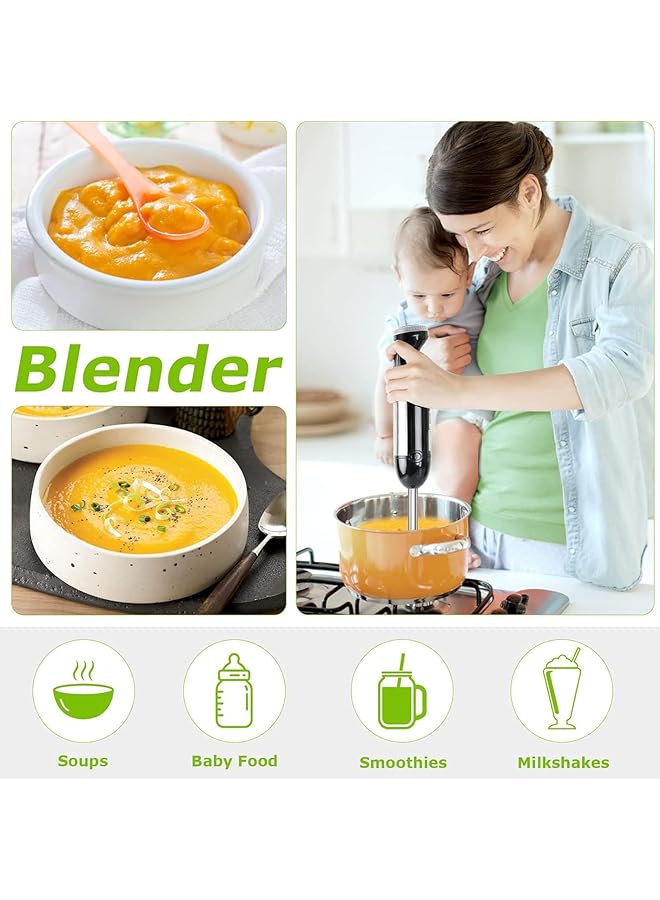 LINJIE Hand Blender, Stainless Steel Handheld Blender, 500W 4-In-1 Hand Mixer Stick, Ideal For Smoothies, Shakes, Baby Food, Soup, Grinding Ingredients, Vegetables & Fruits - Image 2