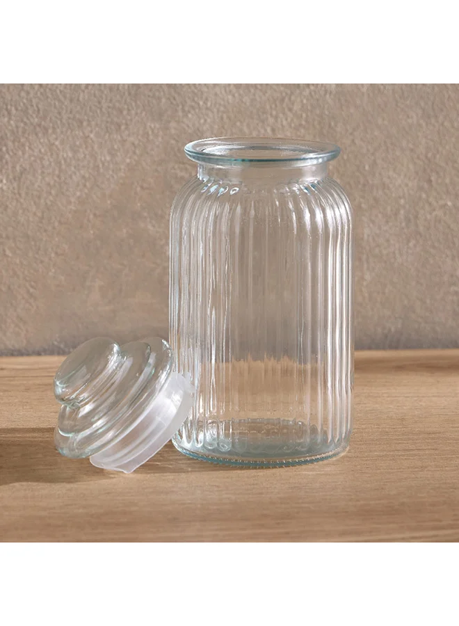 Home Box Essential Ribbed Glass Jar 1200 ml