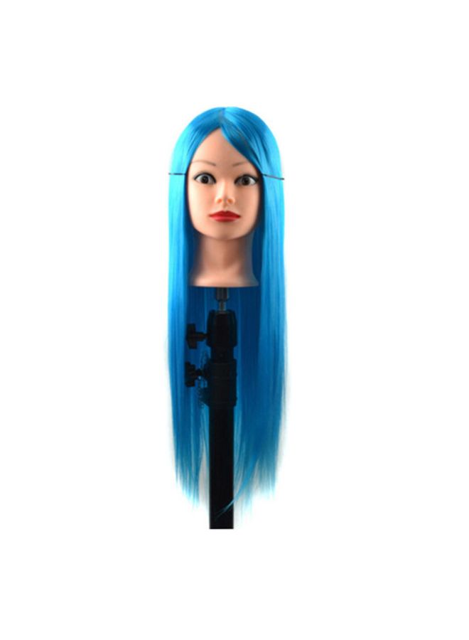 Voberry Practice Training Head Mannequin Hair Styling Wig Blue 28x20x12cm - Image 3