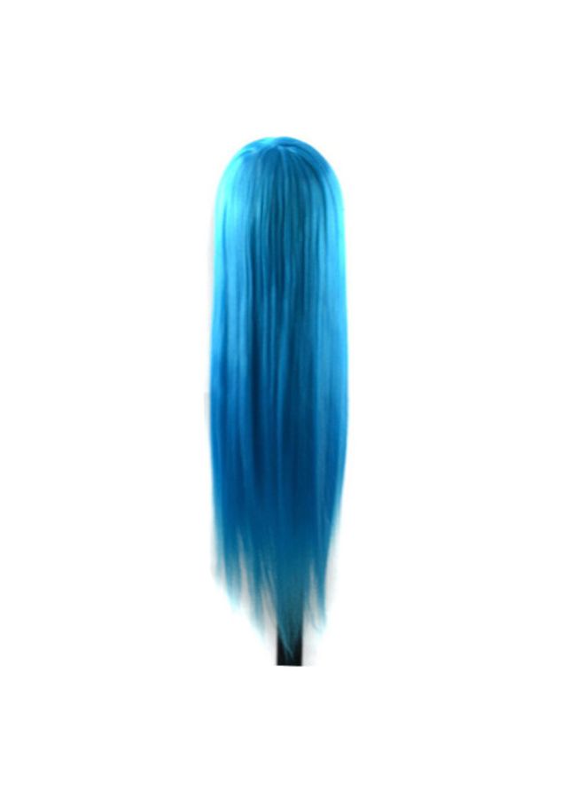 Voberry Practice Training Head Mannequin Hair Styling Wig Blue 28x20x12cm - Image 2