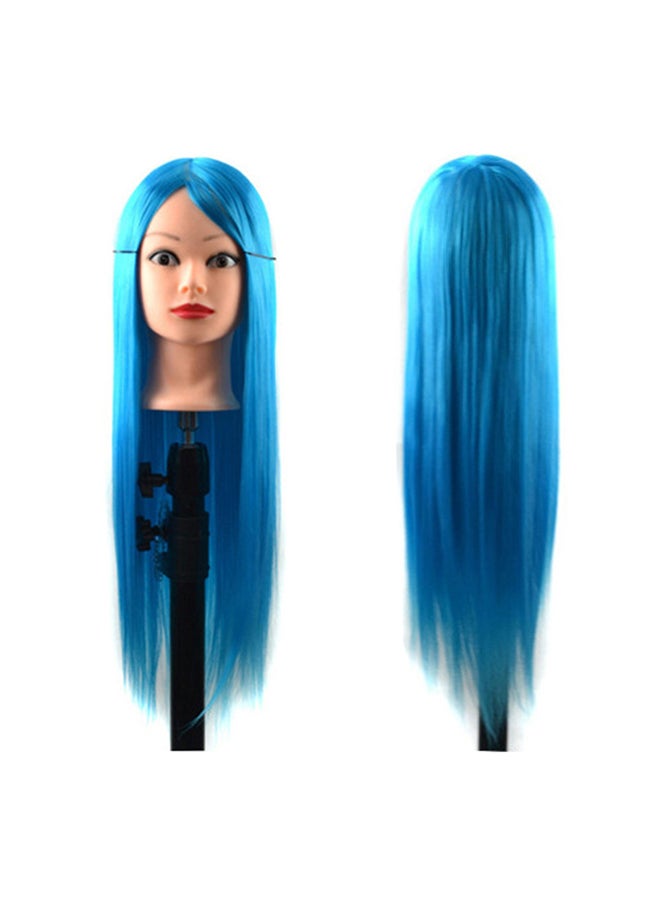 Voberry Practice Training Head Mannequin Hair Styling Wig Blue 28x20x12cm - Image 1