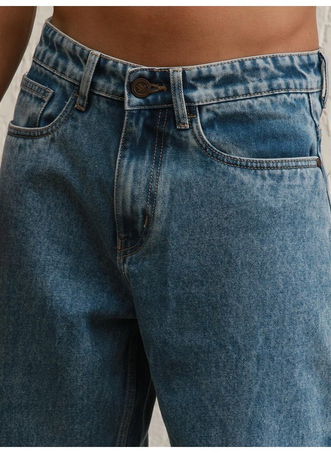 Hubberholme - Hubberholme Men Blue Cotton Relaxed Fit Mid-Rise Solid Jeans - Image 1