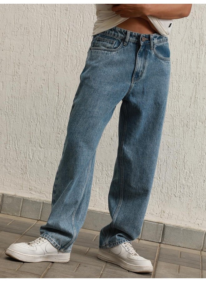Hubberholme - Hubberholme Men Blue Cotton Relaxed Fit Mid-Rise Solid Jeans - Image 1