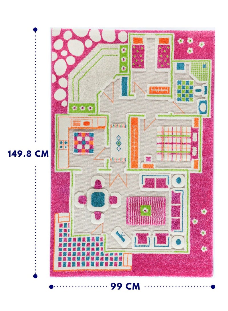 IVI 3D Play Carpet Playhouse - Medium | Pink | Activity Playmat for Kids & Children | Bedroom, Living Room, Nursery Rug | Polypropylene | Foldable | 150 cm x 100 cm - Image 2