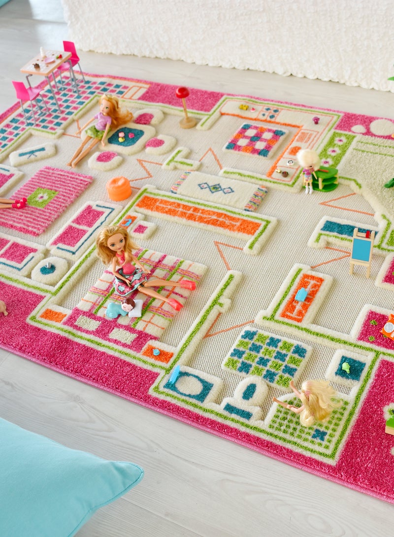 IVI 3D Play Carpet Playhouse - Medium | Pink | Activity Playmat for Kids & Children | Bedroom, Living Room, Nursery Rug | Polypropylene | Foldable | 150 cm x 100 cm - Image 4