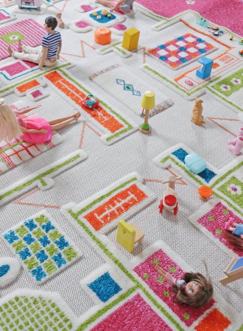 IVI 3D Play Carpet Playhouse - Medium | Pink | Activity Playmat for Kids & Children | Bedroom, Living Room, Nursery Rug | Polypropylene | Foldable | 150 cm x 100 cm - Image 3