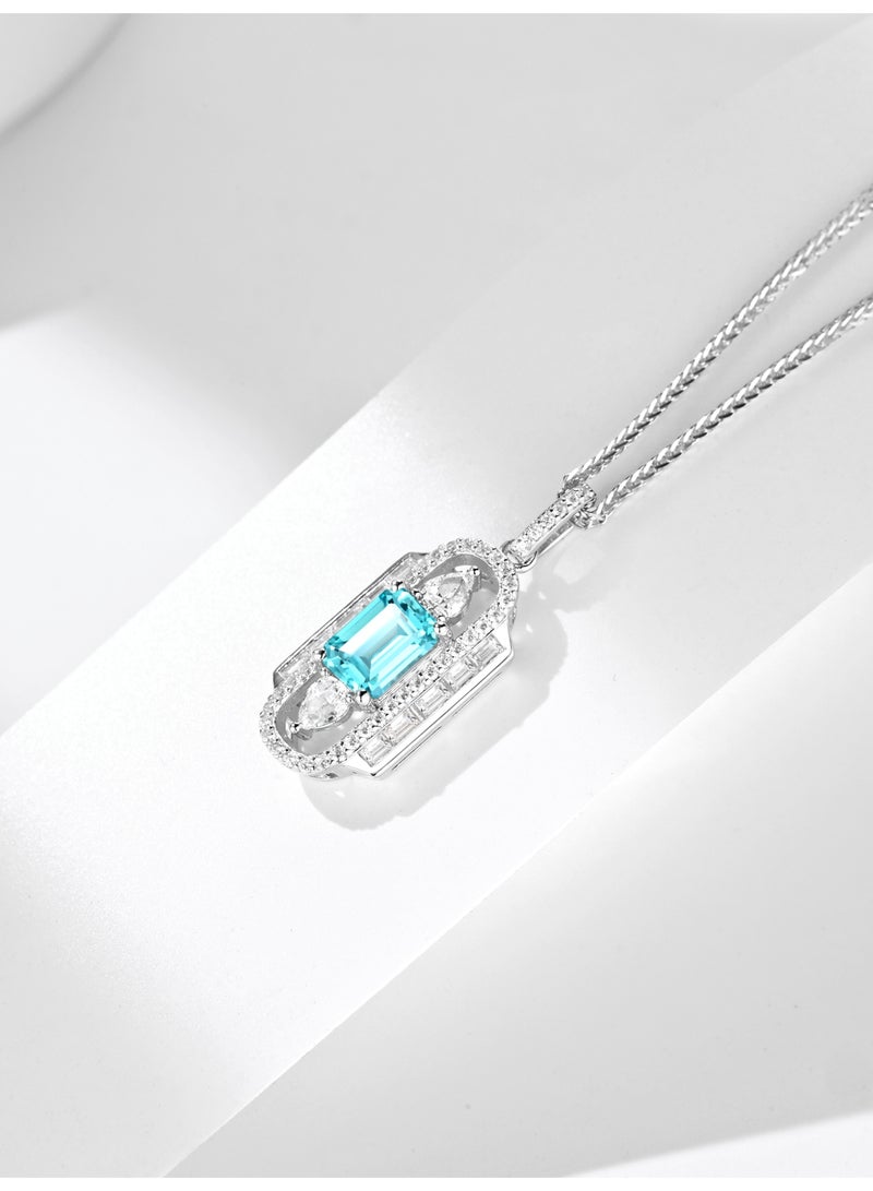 Artificially cultivated blue sapphire pendant necklace featuring a uniquely designed vessel-shaped setting - Image 3