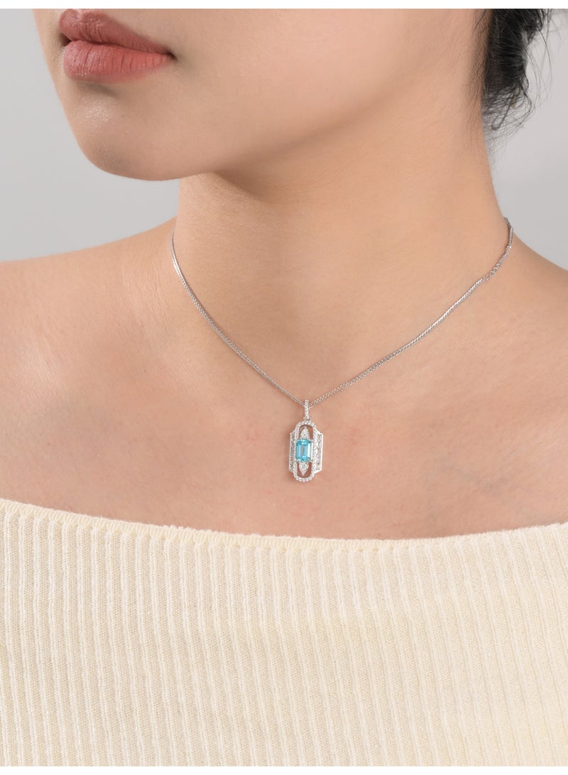Artificially cultivated blue sapphire pendant necklace featuring a uniquely designed vessel-shaped setting - Image 5