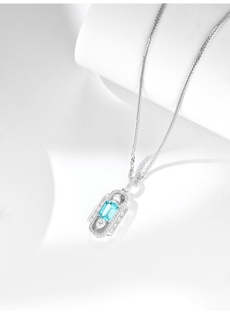 Field Artificially cultivated blue sapphire pendant necklace featuring a uniquely designed vessel-shaped setting - Image 4
