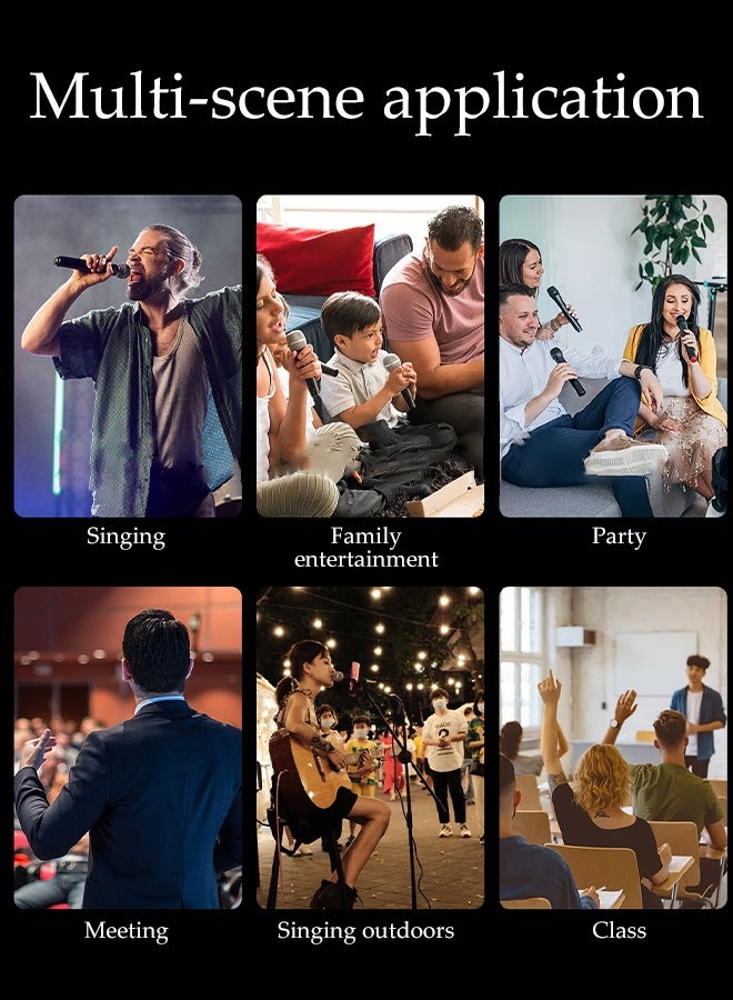 DUNISO Wireless Microphone Set,Metal Dual Professional UHF Cordless Dynamic Mic,Universal Portable Handheld Dynamic Microphone with Rechargeable Receiver,Plug and Play,Shockproof and Durable,for Amplifier, PA System, Singing Karaoke Machine - Image 5