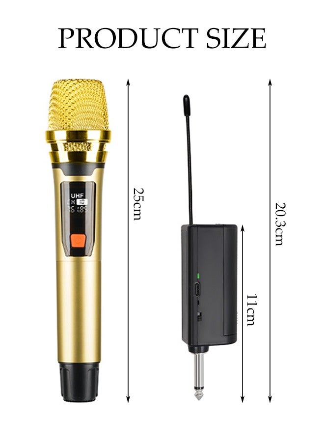 DUNISO Wireless Microphone Set,Metal Dual Professional UHF Cordless Dynamic Mic,Universal Portable Handheld Dynamic Microphone with Rechargeable Receiver,Plug and Play,Shockproof and Durable,for Amplifier, PA System, Singing Karaoke Machine - Image 2