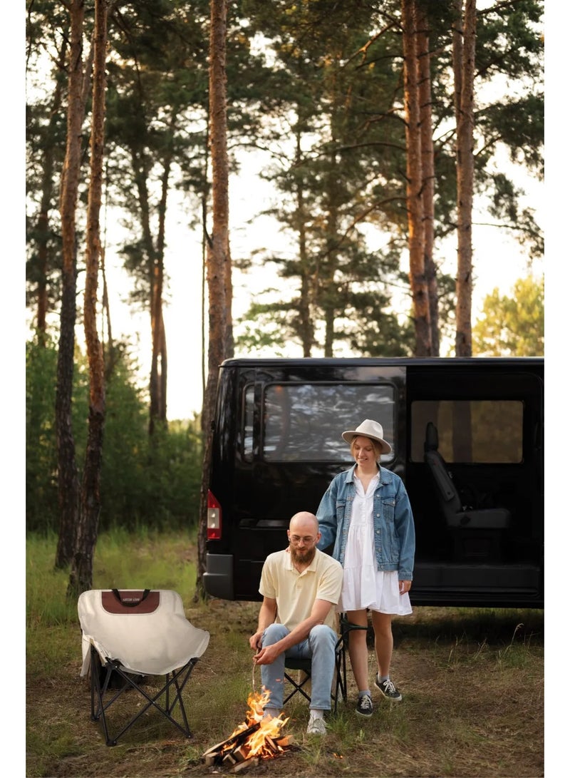 GREEN LION Ranger Foldable Camping Friendly Chair with Side Storage Bag / Steel Frame Material / 600D Oxford Cloth Seat Material / Non-Slip Base / Carry Handle / X-Structure Frame / Lightweight Design - White - Image 2