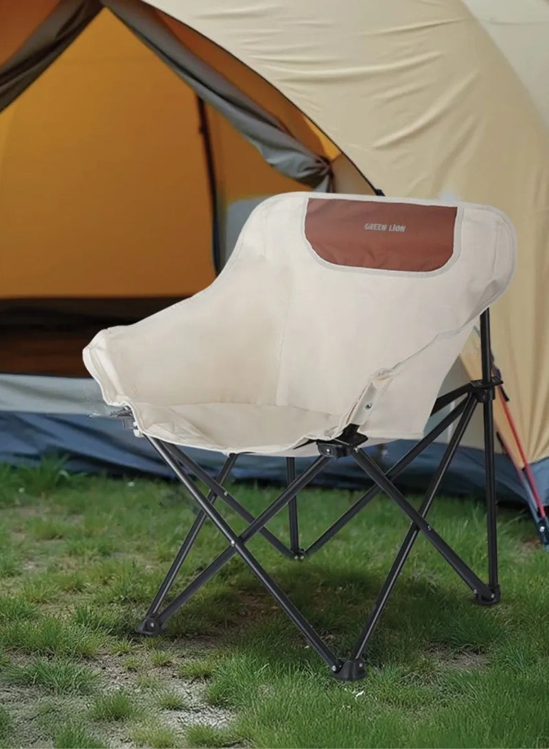 GREEN LION Ranger Foldable Camping Friendly Chair with Side Storage Bag / Steel Frame Material / 600D Oxford Cloth Seat Material / Non-Slip Base / Carry Handle / X-Structure Frame / Lightweight Design - White - Image 3