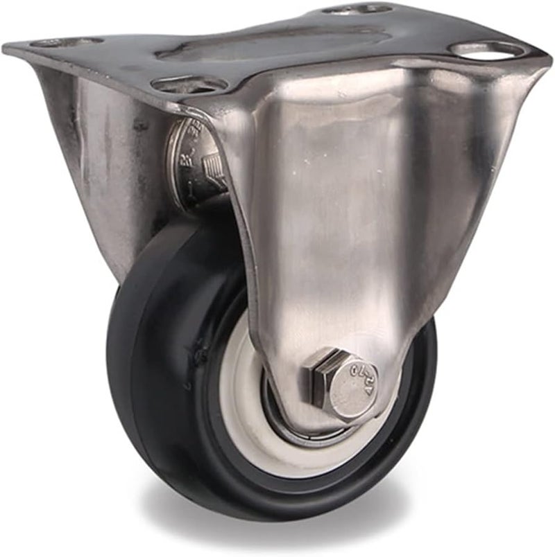 2 Inch Flat Fixed Direction Casters Wheels 304 Stainless Steel Frame Mute Tread No Rust for Humid Industrial Environment 2Pcs - Image 2