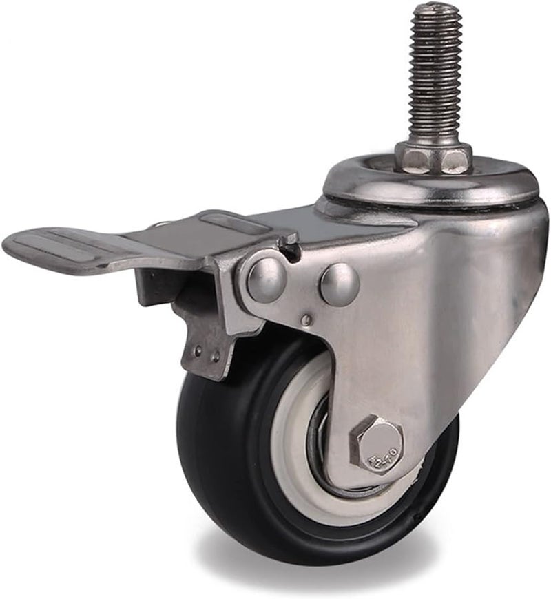 2 Inch Flat Fixed Direction Casters Wheels 304 Stainless Steel Frame Mute Tread No Rust for Humid Industrial Environment 2Pcs - Image 5