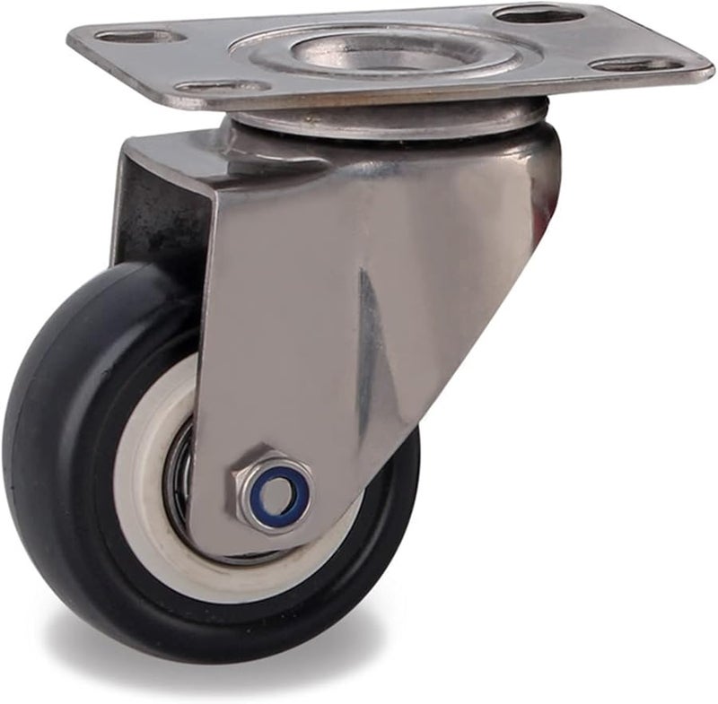 2 Inch Flat Fixed Direction Casters Wheels 304 Stainless Steel Frame Mute Tread No Rust for Humid Industrial Environment 2Pcs - Image 4