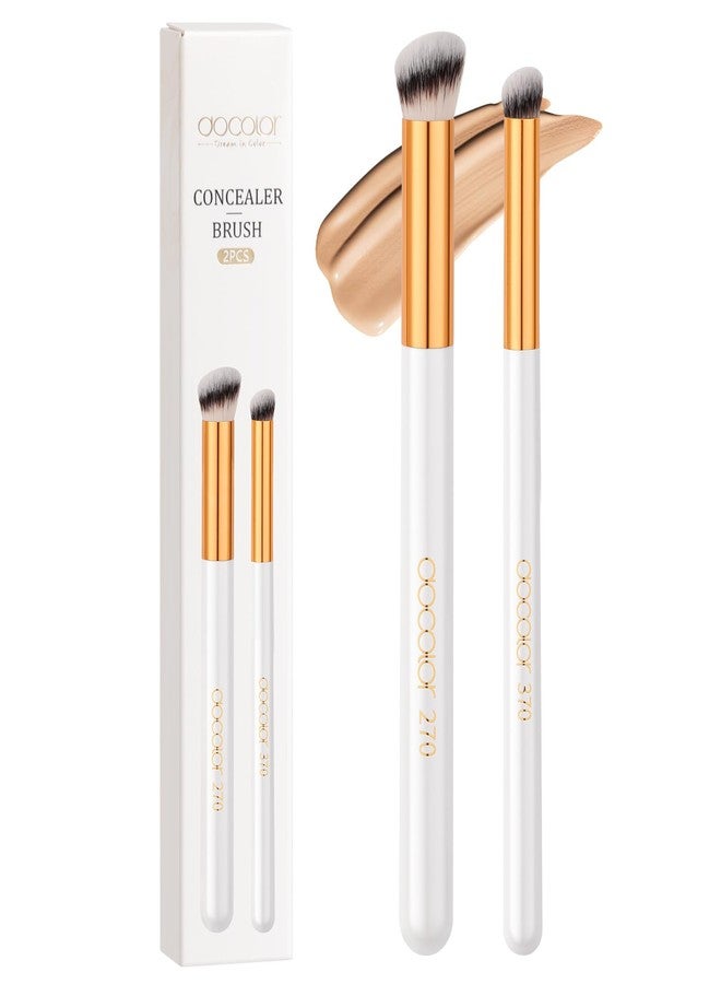 docolor Concealer Brush, 2PCS Angled Concealer Brushes Under Eye Mini Angled Flat Top Kabuki Nose Contour Brush for Concealing Blending Setting - Image 1